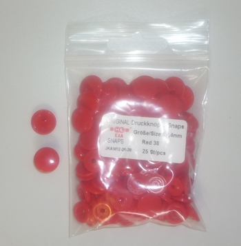 Kamsnapdrukkers 12.4mm (25 stuks), Rood 38